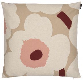 Marimekko Unikko cushion cover 50x50 cm beige, linen, rose with recyceled cotton