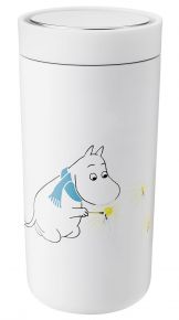 Stelton Moomin To Go Click mug double wall 0.4 l Christmas / Winter Moomin lights candles white, bla
