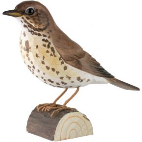 Wildlife Garden Decobird song trush hand carved