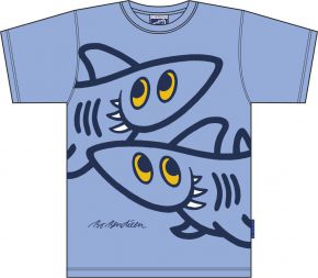 Bo Bendixen Unisex T-Shirt light blue Funny Sharks