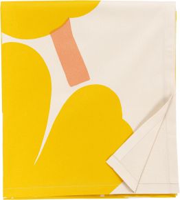 Marimekko Unikko tablecloth (sateen) 140x250 cm natural, yellow, pink
