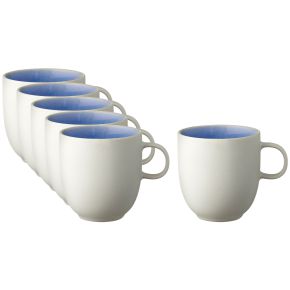 Studio Round North cup / mug 0.3 l with handle 0.33 l matt white, glossy coloured river 6 pcs