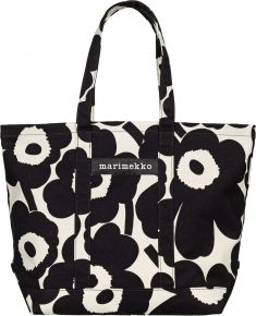 Marimekko Unikko Peruskassi tote bag  38x54x19.5 cm black, cream