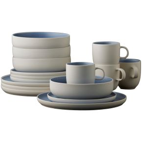 Studio Round North tableware set 16 pcs matt white, matt coloured river