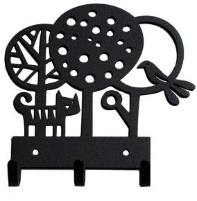 Bengt & Lotta Trees hook rack with 3 hooks metal 15x15 cm black