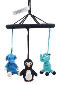 Naturezoo Crocheted Mobile Elephant, Penguin & Rhino