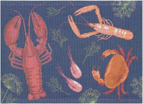 Ekeklund Maritime Seafood Party placemat (oeko-tex) 35x48 cm blue, pink, orange, green