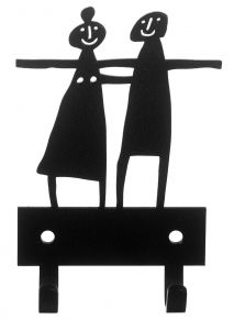Bengt & Lotta Couple hook rack with 2 hooks metal  12x10 cm black