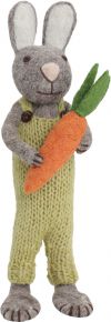 Gry & Sif Easter bunny with pants & carrot grey, green, orange