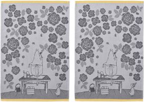 Finlayson Moomin Moominmamas Rose Garden Tea Towel (eco-tex) 50x70 cm black, white 2pcs.