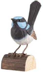 Wildlife Garden Decobird superb fairywren hand carved