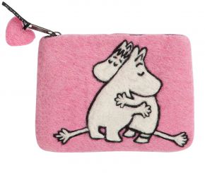 Klippan Moomins love felted wallet handmade 10x14 cm