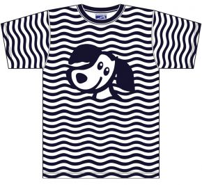 Bo Bendixen Unisex T-Shirt blue, white wave zippo dog