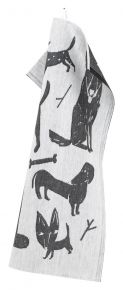 Lapuan Kankurit Koirapuisto (dog park) tea towel 48x70 cm white, black