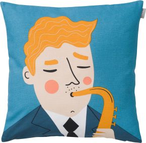 Spira of Sweden Kompiskudde Harry cushion cover (oeko-tex) 47x47 cm petrol blue, yellow