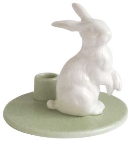 Dottir Nordic Design Sweet Stories candlestick hare height 8 cm sage, white