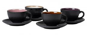 Bitz Stoneware black cup & saucer 0.24 l 4 pcs