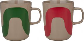 Marimekko Seireeni (Siren) Oiva cup / mug 0.25 l 2 pcs terra, green, red