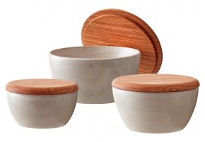 Bitz Stoneware bowl with lid set 3 pcs