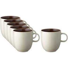 Studio Round North cup / mug 0.3 l with handle 0.33 l matt white, matt coloured bark 6 pcs