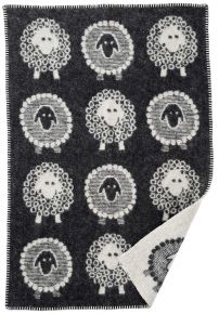 Klippan Woolly baby woollen blanket (lambswool - eco-tex & gotland wool) 65x90 cm black, white