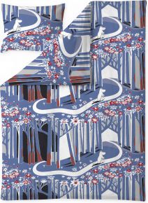 Finlayson Moomin Metsätiemuumi (forest) bedding (eco-tex) 150x210 cm / 50x60 cm blue, red