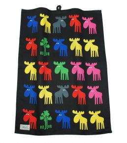 Nordiska Mia L. Moose black multicolor tea towel 50x67 cm