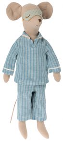 Maileg mouse with pajamas and sleep mask height 33 cm blue, pink