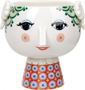 Bjørn Wiinblad Eva flower pot height 15.5 cm white, red