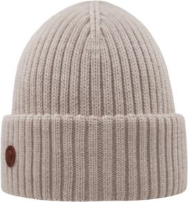 Superyellow Unisex woollen beanie (merino - oeko-tex) with suede patch and brass Pallas