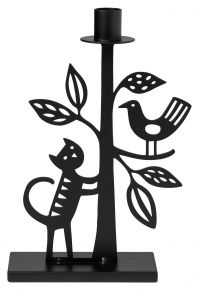 Bengt & Lotta The cat and the tree candlestick height 25 cm black
