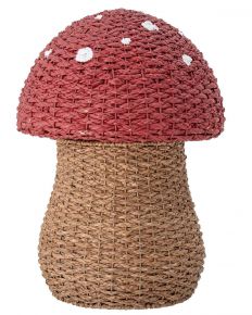 Bloomingville mushroom storage basket with lid height 61 cm natural, red
