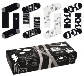 Happy Socks unisex socks black & white gift box 4 pcs