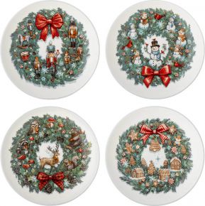 Bloomingville plate Ø 12.5 cm green, red, white 4 pcs Valentine