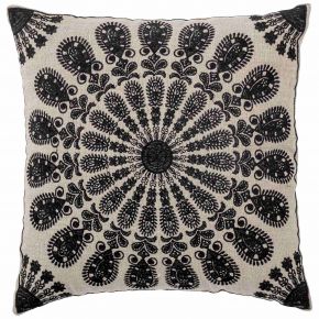 Bloomingville Datta cushion 45x45 cm beige, black linen