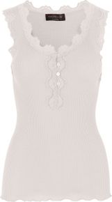 Rosemunde Copenhagen Ladies Top Silk Wide Lace Button Front crew Neck 4596