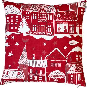 Spira of Sweden Staden cushion cover (eco-tex) 47x47 cm rust red, white
