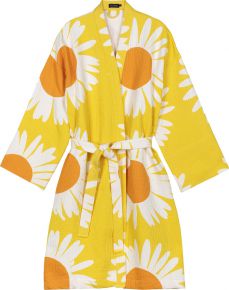 Marimekko Ladies bathrobe yellow, white Auringonkukka (sunflower)
