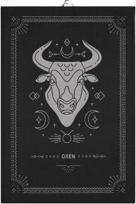 Ekeklund Zodiac Signs Taurus tea towel (oeko-tex) 48x70 cm black, grey