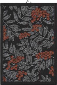 Ekeklund Autumn Ash Leave tea towel (oeko-tex) 35x50 cm black, grey, orange