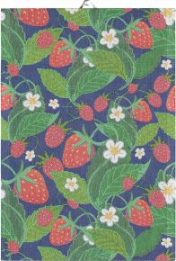 Ekeklund Summer Strawberries tea towel (oeko-tex) 35x50 cm green, red, blue