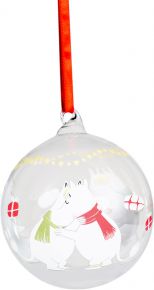 Muurla Moomin Happy Holidays Christmas tree bauble front & back decorated Ø 9 cm