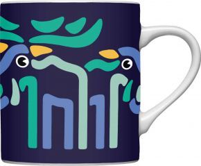 Bo Bendixen cup / mug moose 0.3 l dark blue, merhfarbig, cream