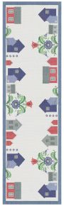 Ekelund Sweden village table runner (oeko-tex) 35x120 cm blue, white, multicolored