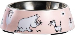 Muurla Moomins pets food bowl height 4.5 cm Ø 14 cm pink, white, stainless steel