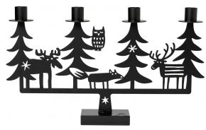 Bengt & Lotta Christmas Forest candlestick height 24 cm black