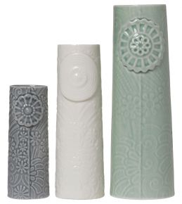 Dottir Nordic Design Pipanella Flocks ocean view vase set of 3 blue, white, green