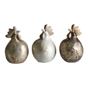 Nääsgränsgården Easter chickens Shimmer black, sand, white height 5.2 cm Set of 3