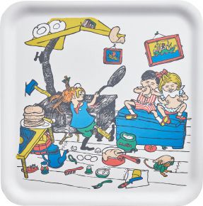 Muurla Pippi Longstocking pancakes tray 33x33 cm white, multicolored