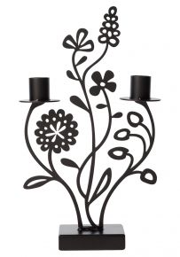 Bengt & Lotta Flower Meadow candlestick 2 flame height 29 cm black